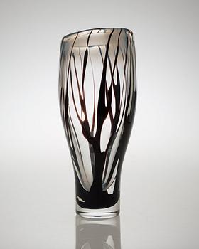 A Vicke Lindstrand glass vase, 'Tree in fog', Kosta 1950's.