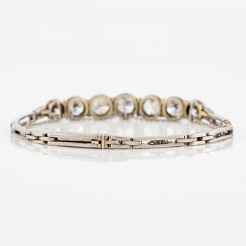 A bracelet in 14K white gold set with old-cut diamonds.