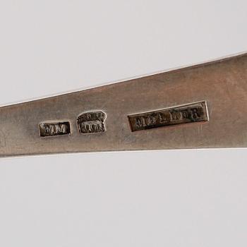 BESTICK, 9 delar snarlika, silver, Danmark, 1800-/1900-tal. Vikt ca 411 gram.