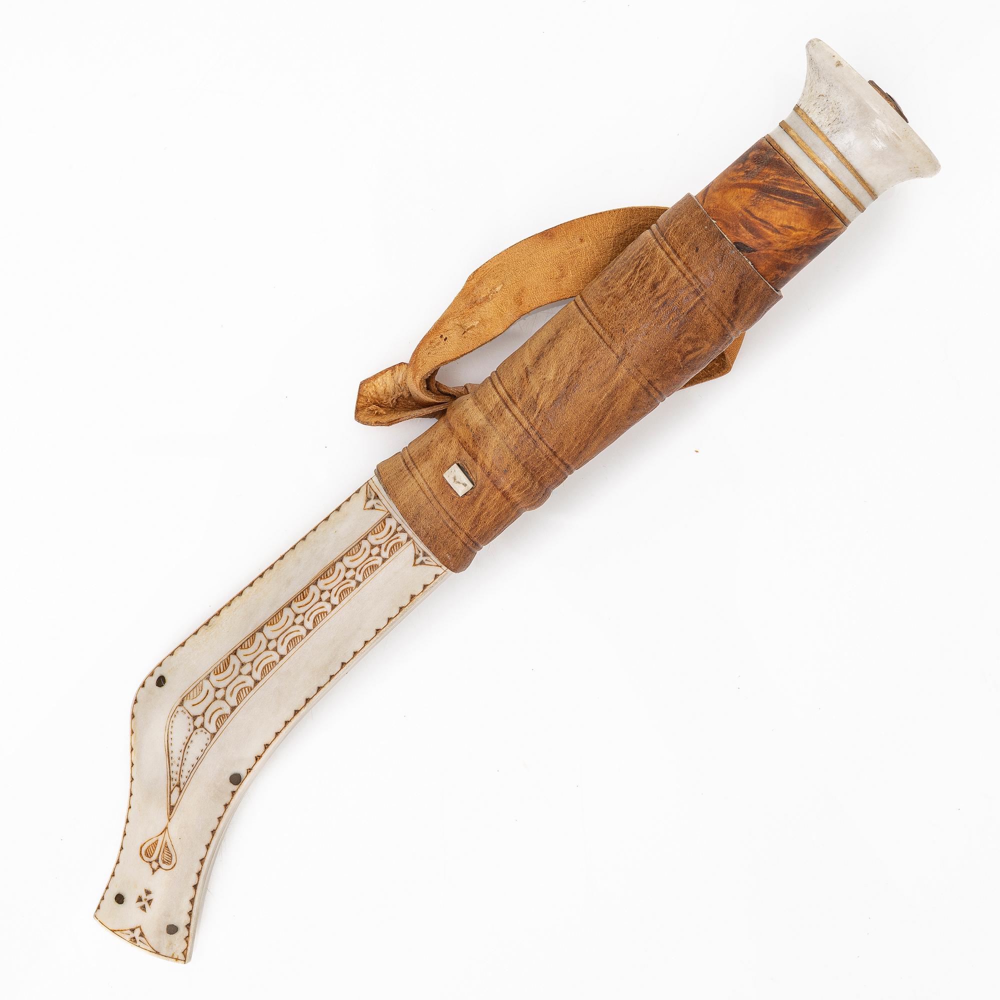 Anders Fankki, half-horn knife, signed.