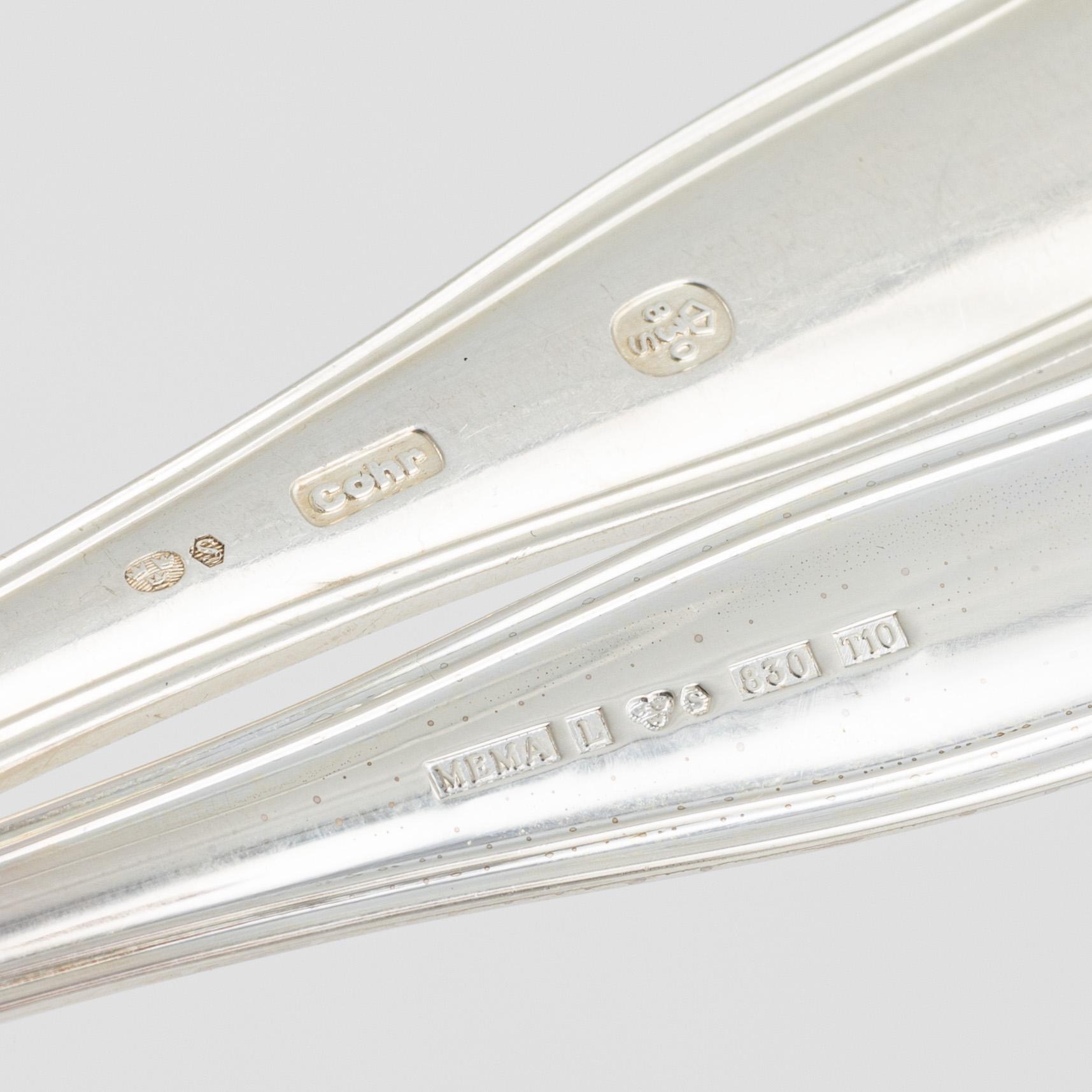 A Swedish Silver Cutlery, model 'Sachsisk' including mark of Mema, Lidköping 1993 (24 pieces).