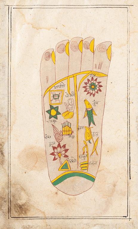 Unidentified artist, Foot with symbols and figures, India, 19th/20th century.