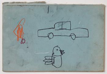 W Tucker, "A bird, a car, orange + red".