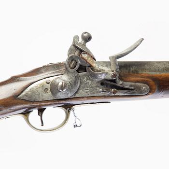 Flintlock rifle, British/Swedish, 18th century.