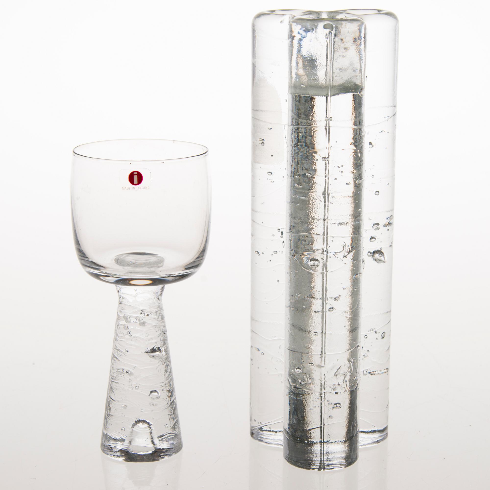 TIMO SARPANEVA, GLASSERVISDELAR OCH LJUSSTAKE, "Arkipelago", formgivna på 1970-talet, Iittala.