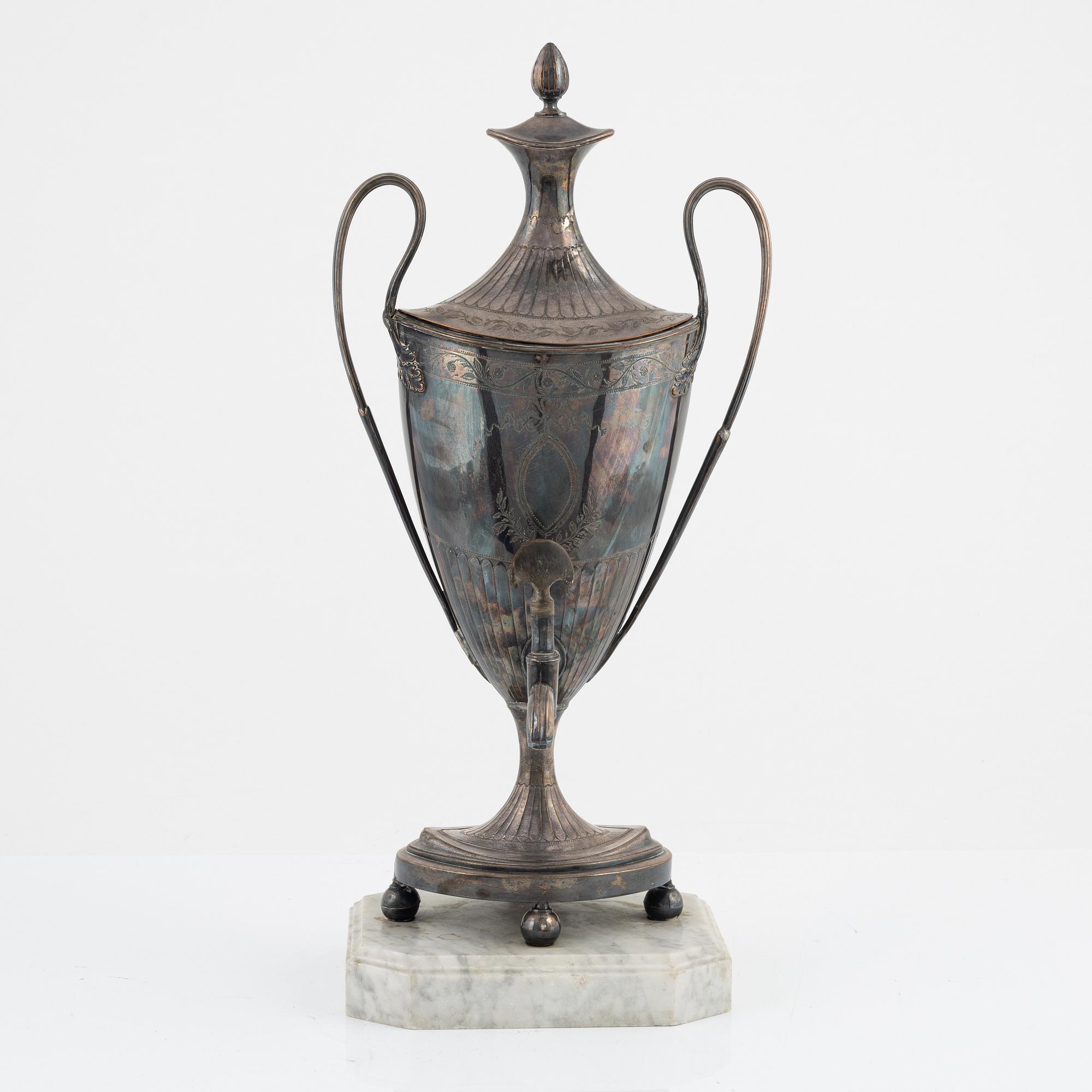 A silver plated samovar, around the year 1900.