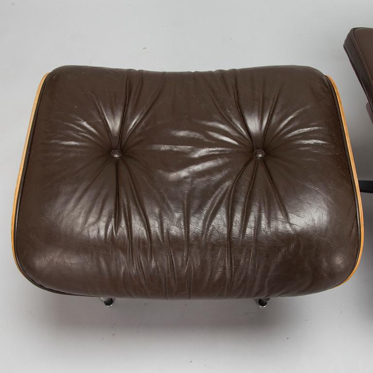 Charles ja Ray Eames, nojatuoli ja rahi, "Lounge chair" Herman Miller 1970-luku.