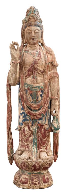 A wooden Guanyin, presumably Ming dynasty.