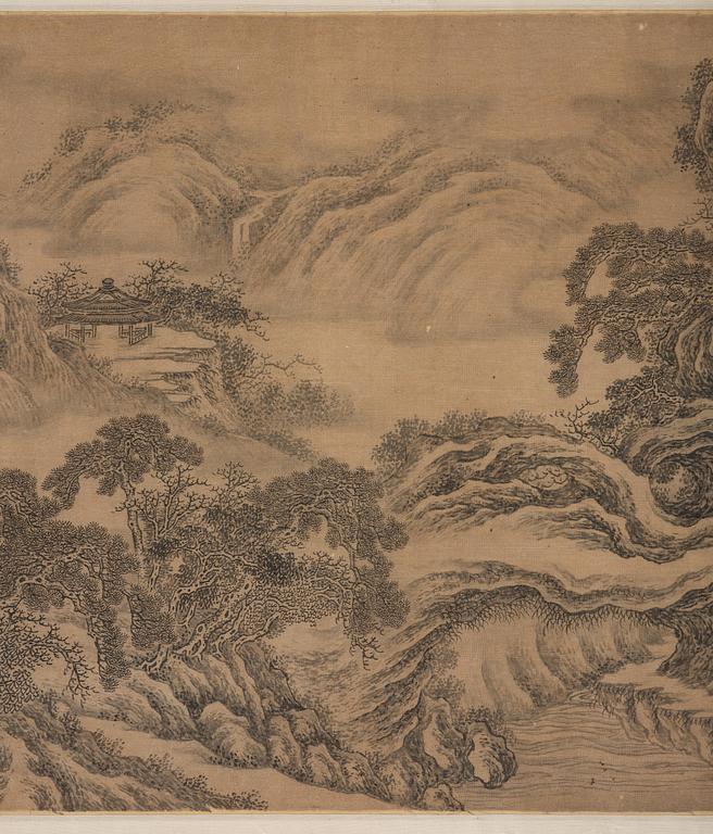 A Chinese scroll painting, attributed to Liu Du (17th century).