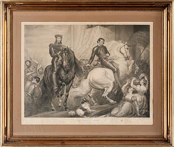 GRAVYRER, ett par. Motiv ur Shakespeare´s "King Richard the second"  Gravörer B. Smith och R. Thew, efter.  1800-tal.