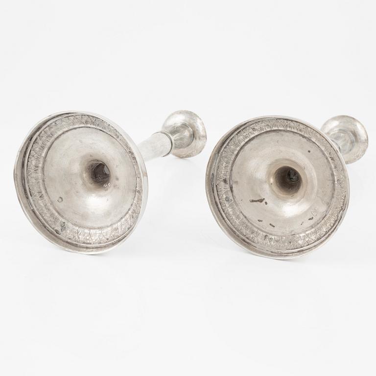 A pair of silver candlesticks, mark of Filippo della Miglia, Rome 1811-1856.