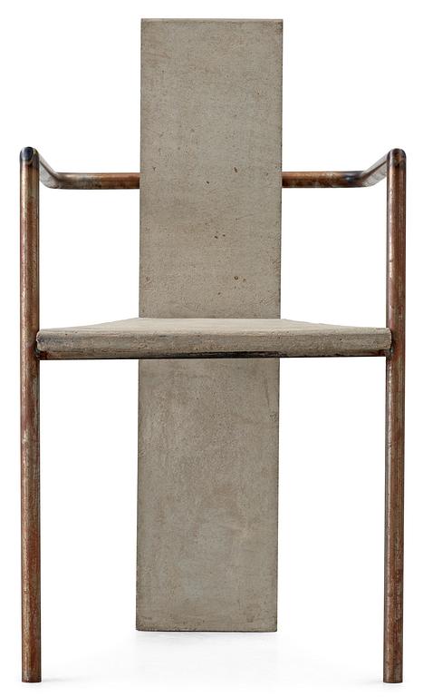 A Jonas Bohlin iron and cast concrete 'Concrete' armchair, by Källemo, Sweden 1981.