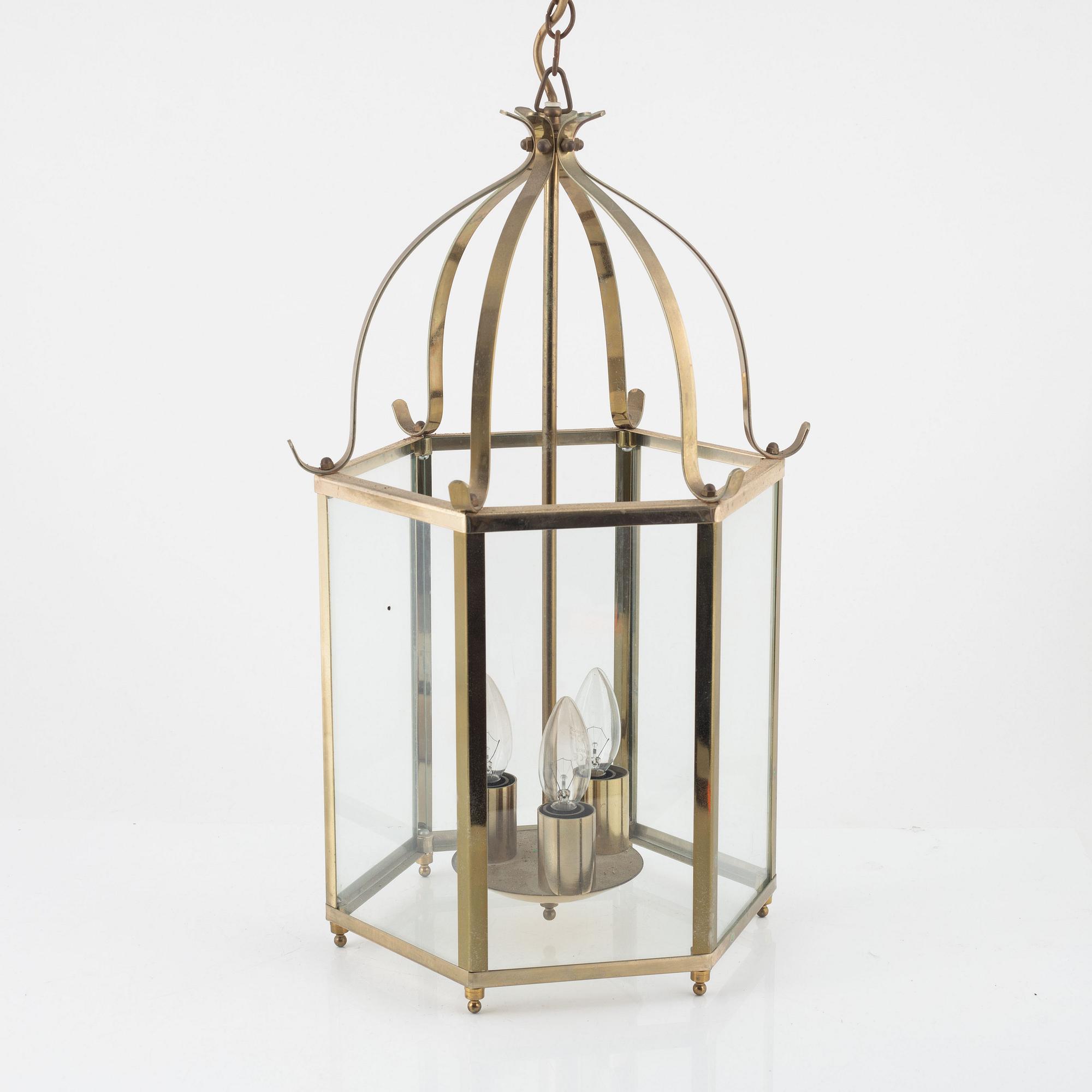 A brass lantern, second half of the 20th century.