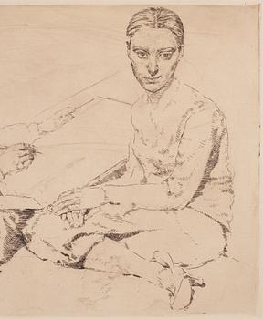 Lotte Laserstein, "Die Malerin und Traute Rose zeichnend".