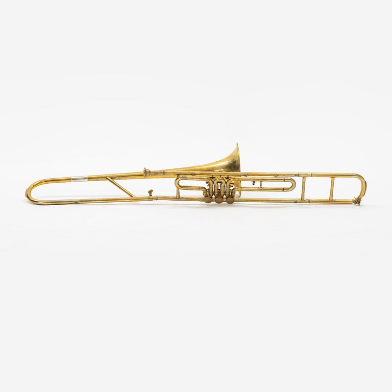 A valve Trombone, Euphony, 'Made By Eric Petterson Stockholm Sweden'.