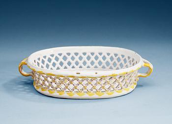 A Swedish Rörstrand faience chestnut basket, 18th Century.