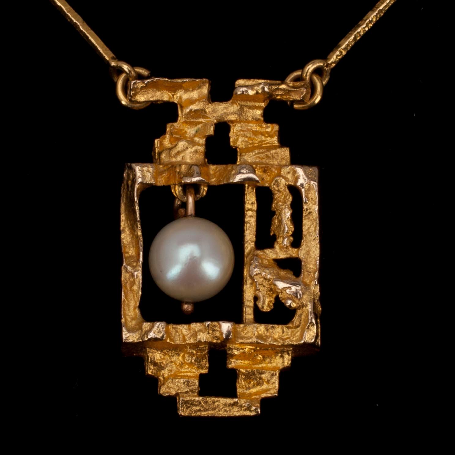 HÄNGE, 14K guld, pärla. Björn Weckström, Lapponia 1969. Vikt 7,8 g.