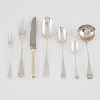 A 73-piece silver cutlery set, different makers, London & Exeter, England, 1752-presumably 1837.