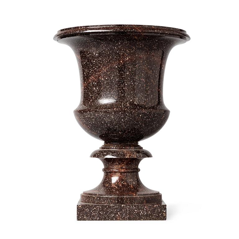 A Swedish Empire 19th century porphyry urn.