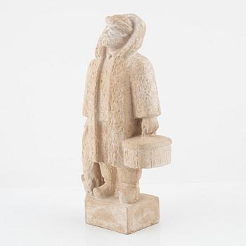 Emil Näsvall, skulptur, signerad och daterad. Bemålad gips.