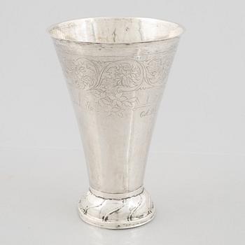A silver beaker by Christopher Nordin, Hudiksvall 1827.