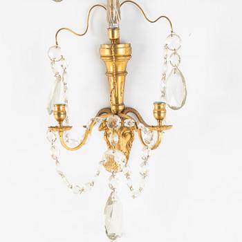 Vägglystrar, ett par, gustaviansk stil, 1800-tal.