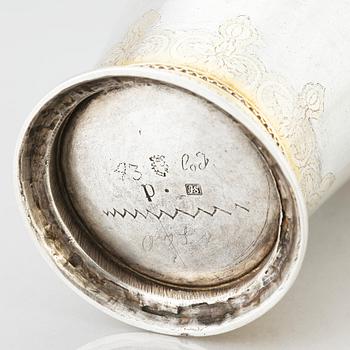 A Swedish 18th Century parcel-gilt silver beaker, mark of Isak Sauer, Stockholm 1751.