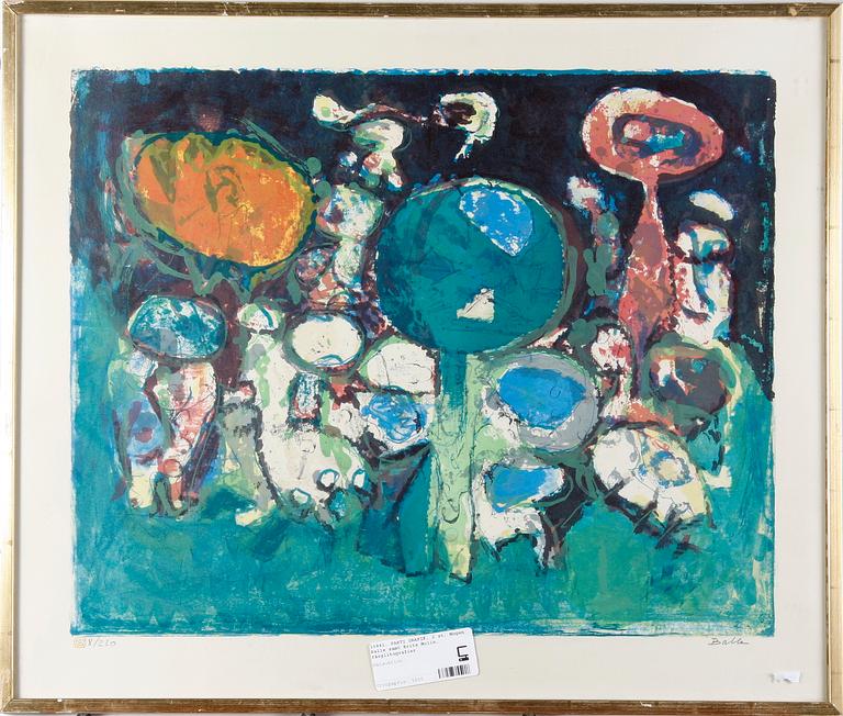 FÄRGLITOGRAFIER, 2 st. Mogens Balle samt Brita Molin. En dat. -65. Numr. 3/6 resp. 8/230.