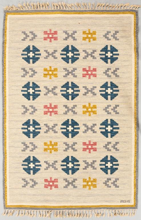 Anna-Greta Sjöqvist, flatweave rug,  ”Blåklint” signed approximately 220x148 cm.