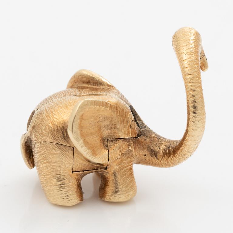 Ole Lynggaard lås/hänge i form av en elefant 14K guld med en rund briljantslipad diamant.