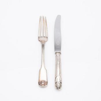 Gustaf Möllenborg, Cutlery, 6 + 6, silver, Stockholm 1836.