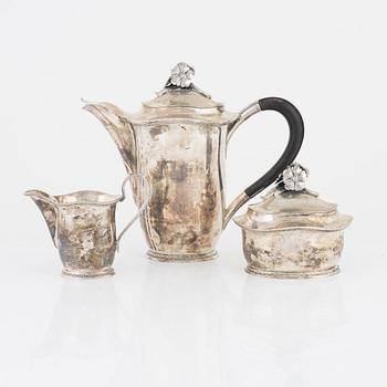 CF Carlman, kaffeservis, silver, 3 delar, Stockholm 1947.