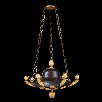 1279. A Swedish Empire 19th century six-light hanging lamp.