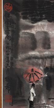 A hanging scroll by Xu Xi (1940-2015) entitled 'Rain of joy in the south' (jiangnan xiyu), signed and dated 1981.