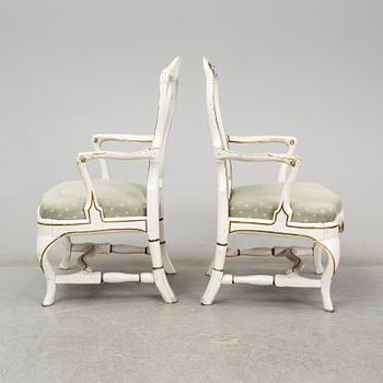 A pair of rococo armchairs, mid 18th century.