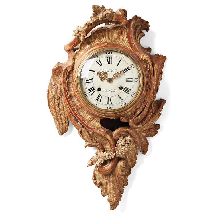 A Swedish Rococo 18th century wall clock.