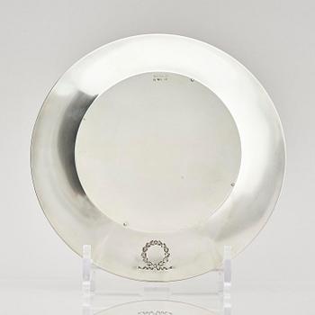 A Swedish parcel-gilt silver coaster, mark of W.A. Bolin, Stockholm 1920.