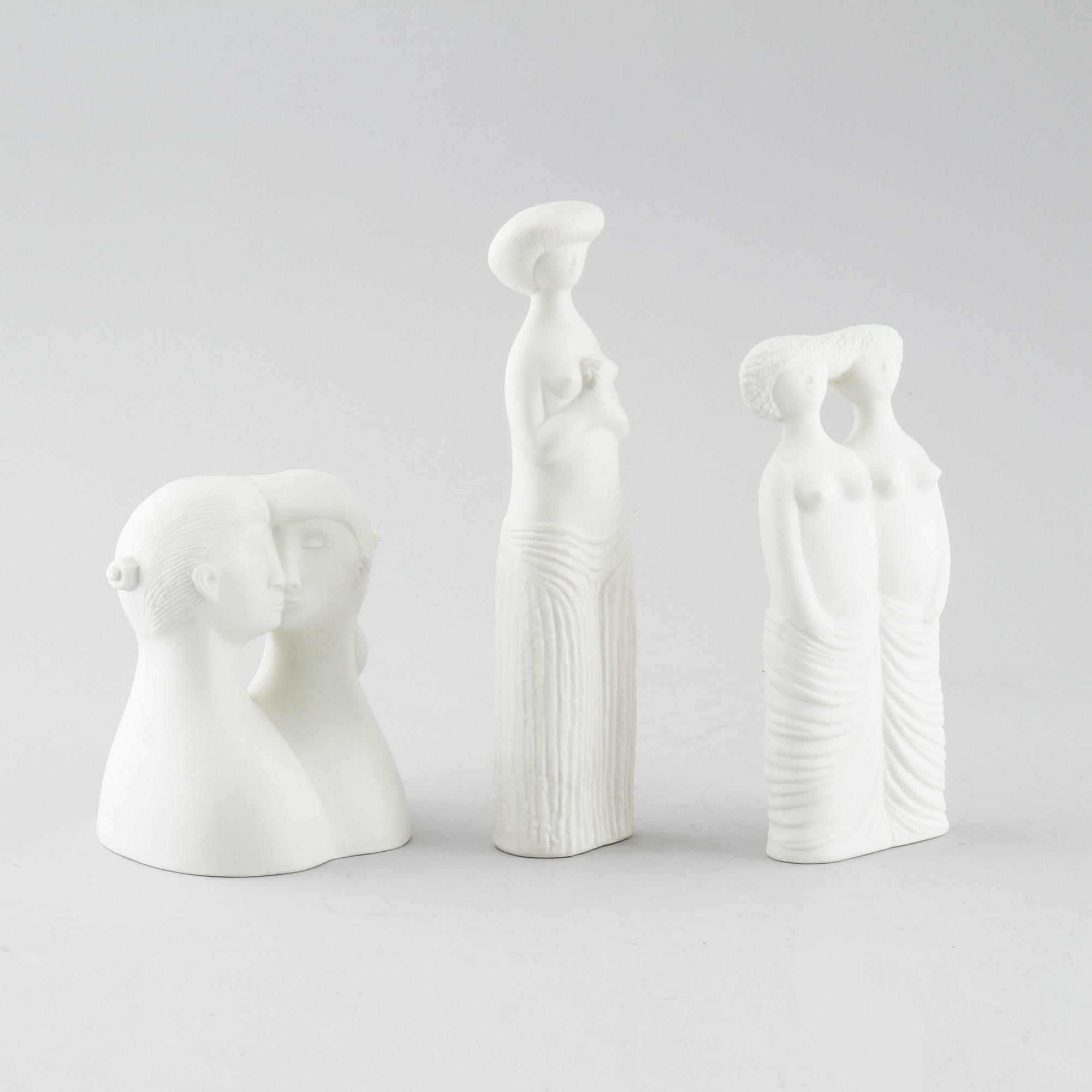 FIGURINER, 3 st, parian, Stig Lindberg, Gustavsberg, 1900