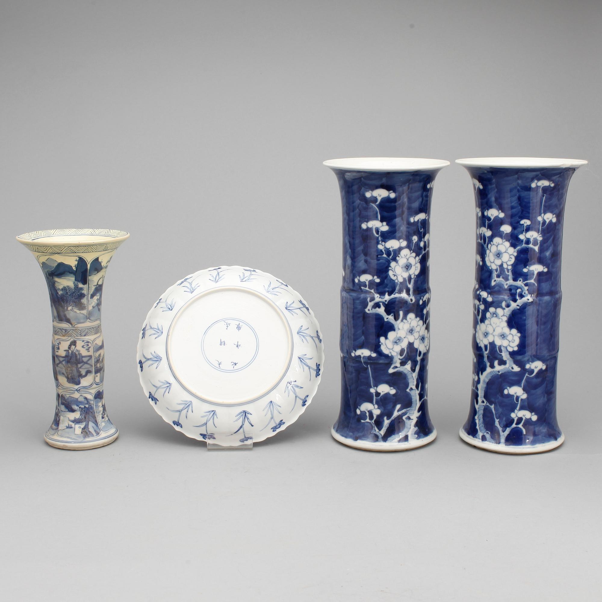 PARTI PORSLIN, 4 delar, Kina, bl.a Kangxi-stil, främst modern tillverkning.