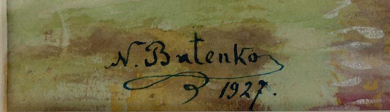 N. BUTENKO, akvarell, sign. och dat. 1927.