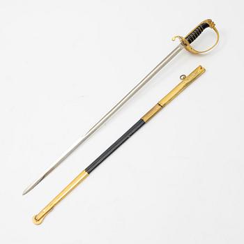 A Swedish Navy officer's sword with scabbard, second part of the 19th Century.