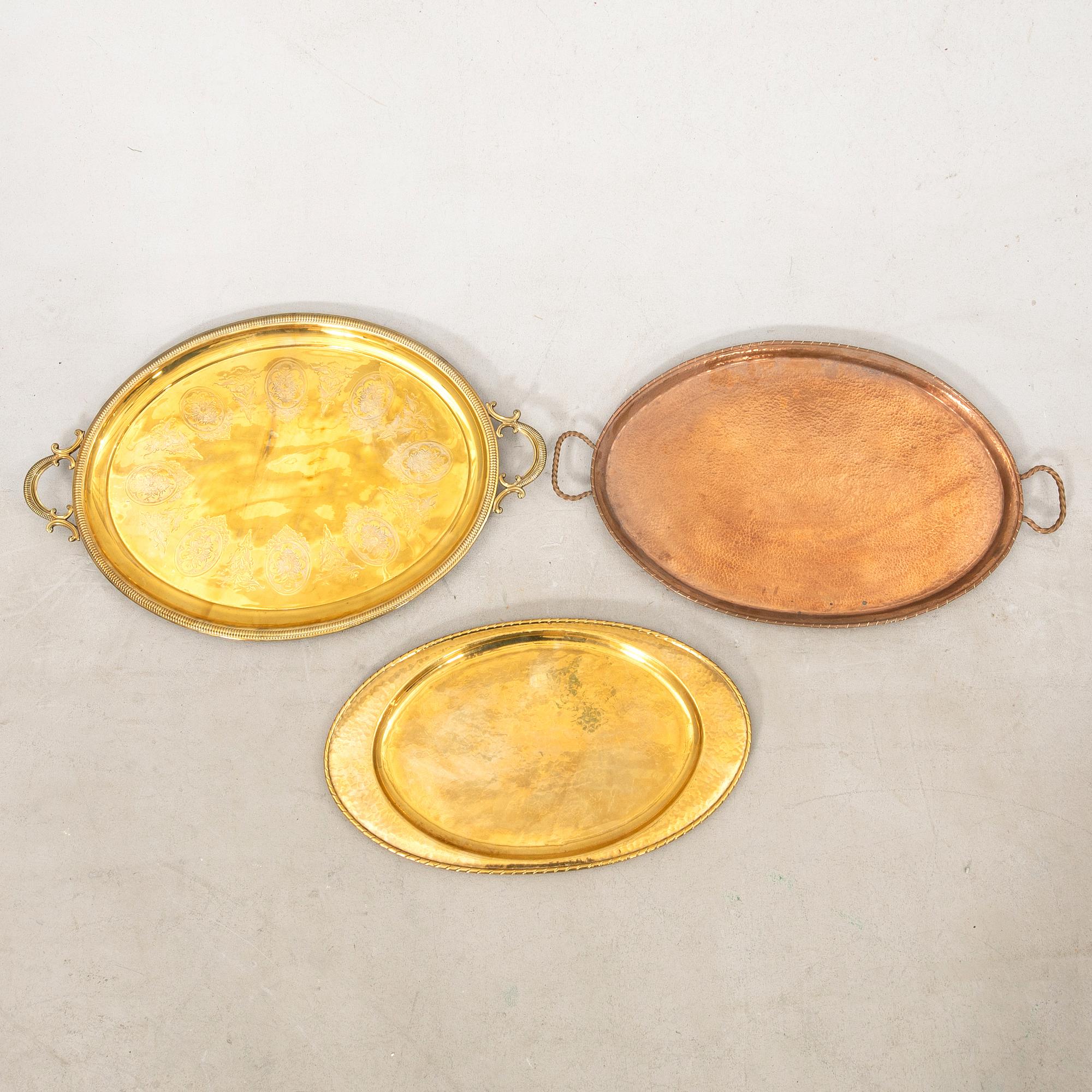 Trays/Serving dishes 3 pcs 20th century, first half.