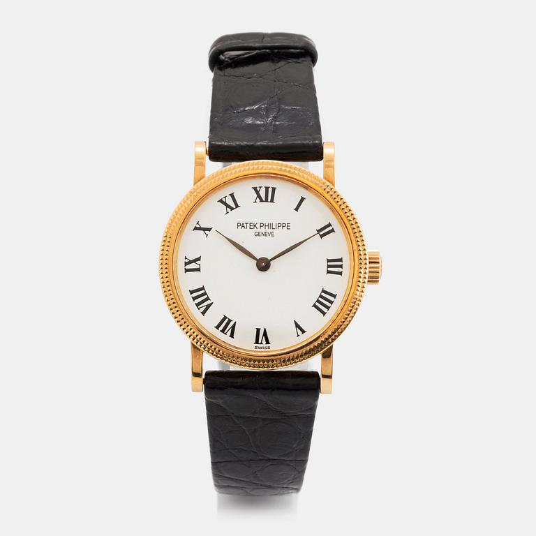Patek Philippe, Calatrava, "Clous de Paris", wristwatch, 25 mm.