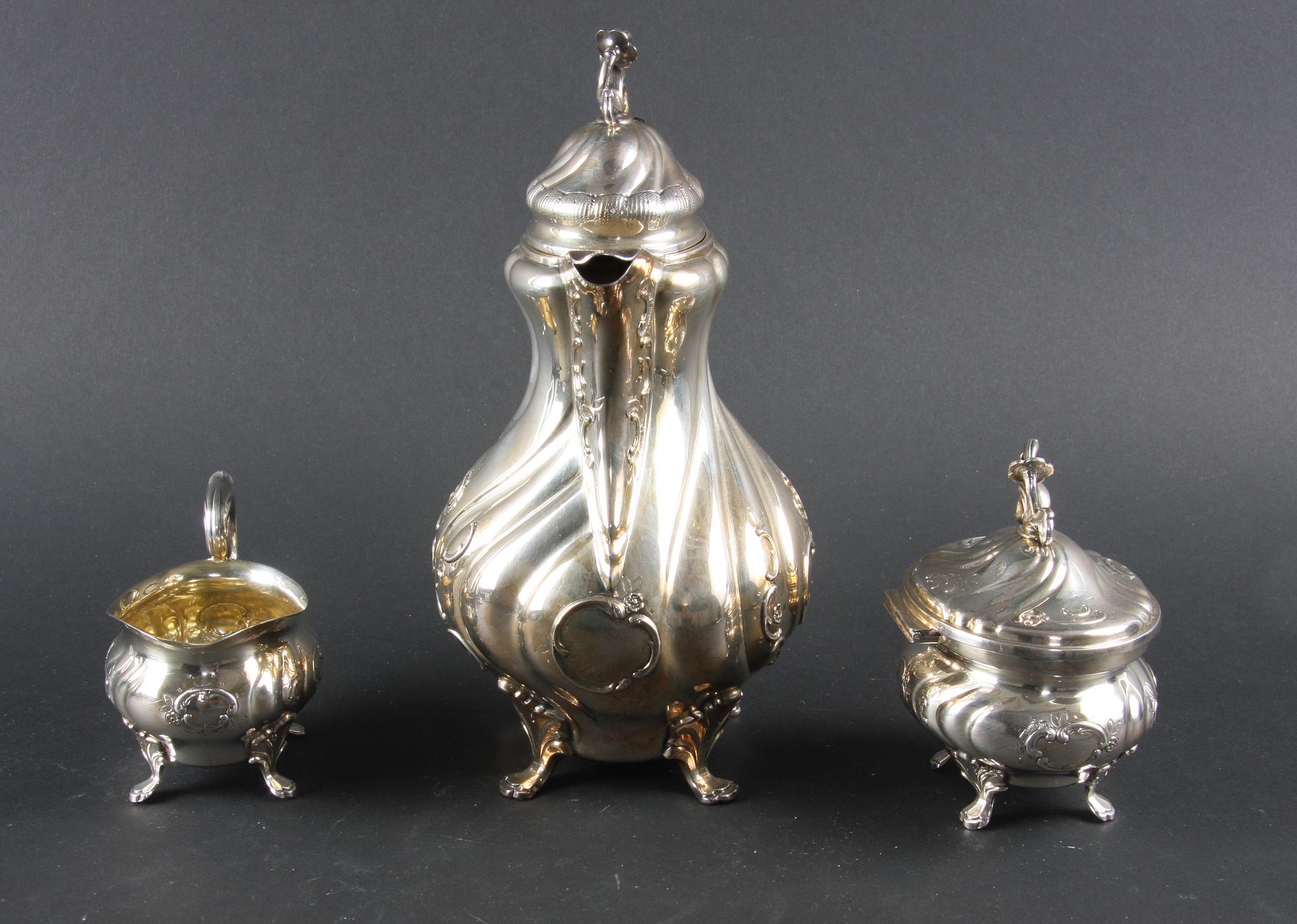 KAFFESERVIS, 3 delar, silver, C G Hallberg 1955-1956.