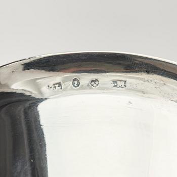 A pair of Swedish parcel-gilt silver dessert bowls with stand, mark of Gustaf Möllenborg, Stockholm 1830.