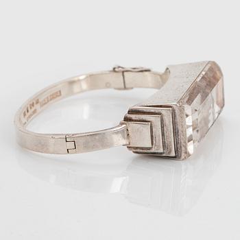 Wiwen Nilsson, a sterling and rock crystal bangle, Lund 1939, stamped MADE IN SWEDEN,