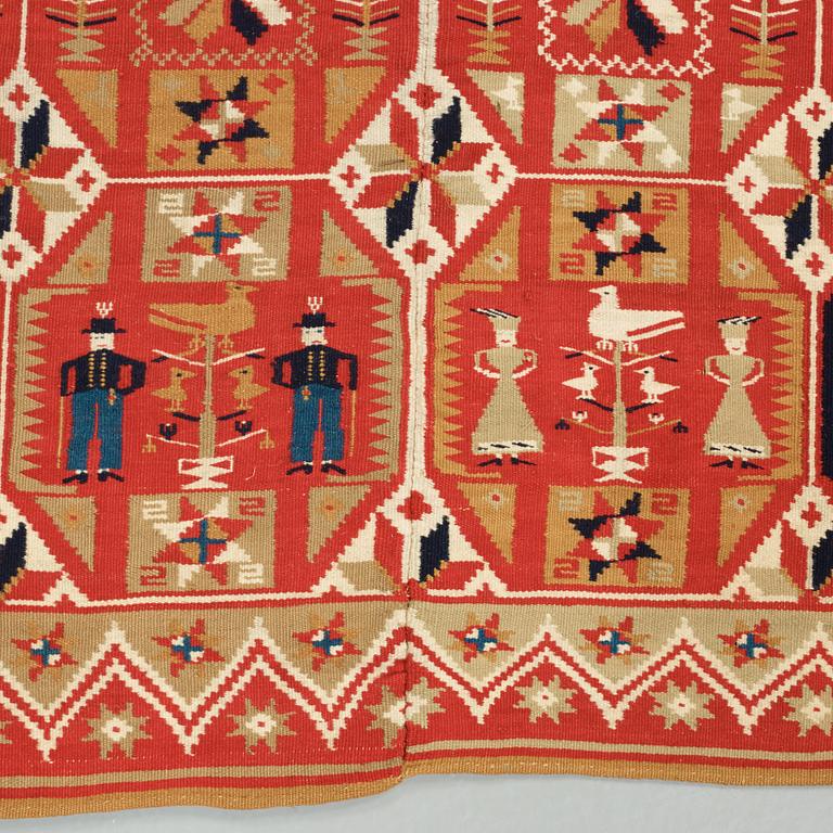 BED COVER. Double-interlocked tapestry. 167,5 x 120 cm. Scania, Sweden, 1838. Färs/Gärds/Villands district.