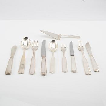 Erik Flemming, cutlery approx. 99 dlr "Flavia" silver Skellefteå 1950s,.