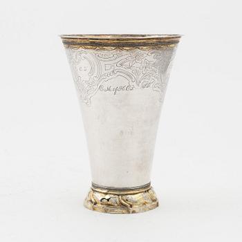 A Rococo silver and parcel-gilt beaker, mark of Julius Anders Lundegren, Stockholm 1777.