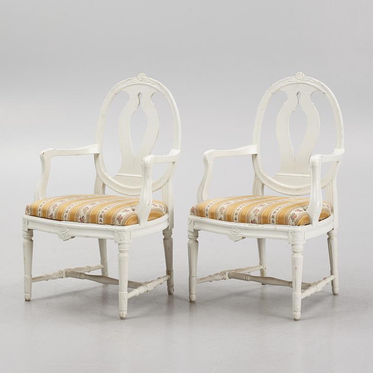 Four Gustavian style chairs, early 20th Century.